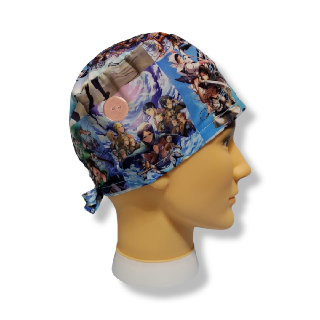 Short Hair Scrub Cap Blue Giant Attack