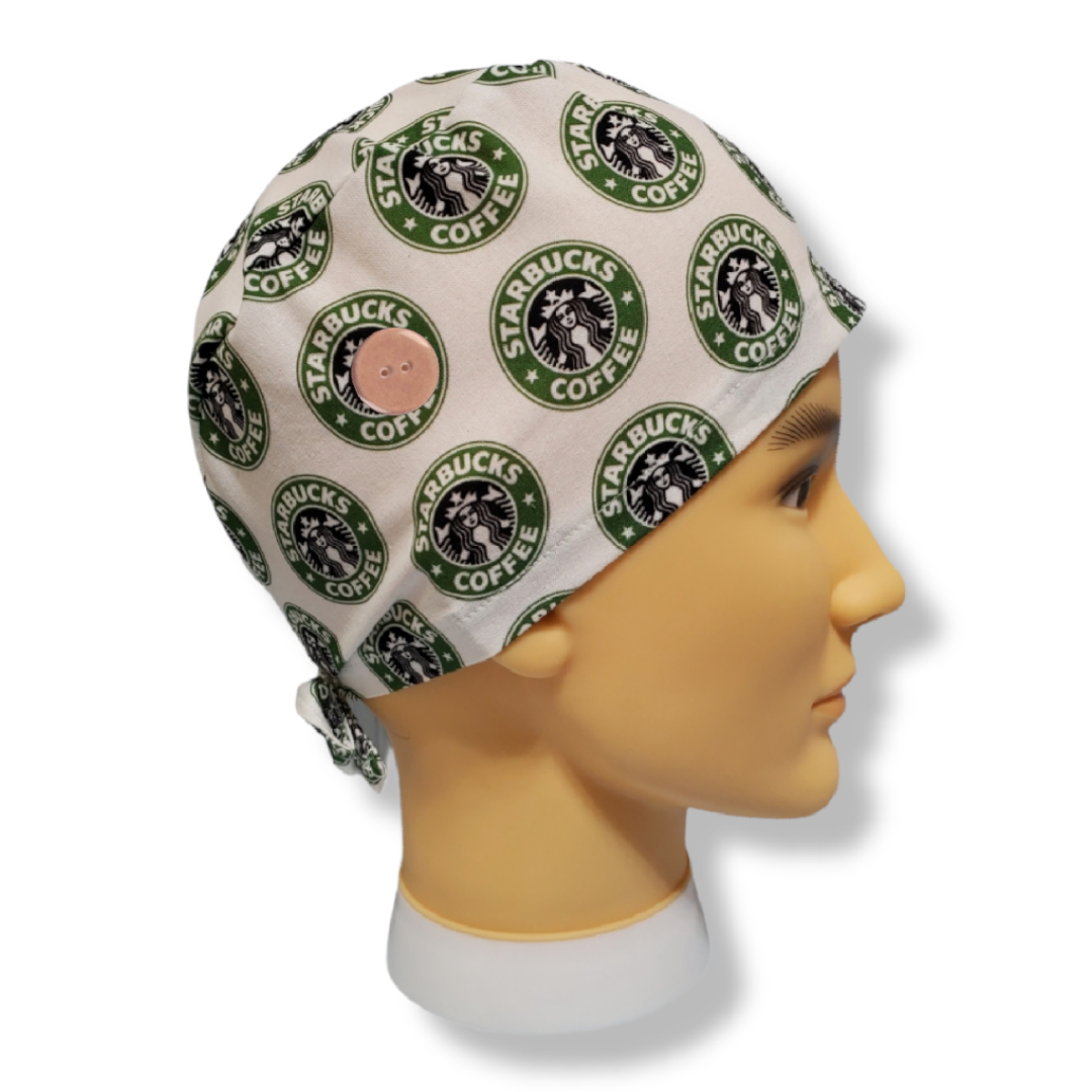 Short Hair Scrub Cap Coffee Drink Siren Stars