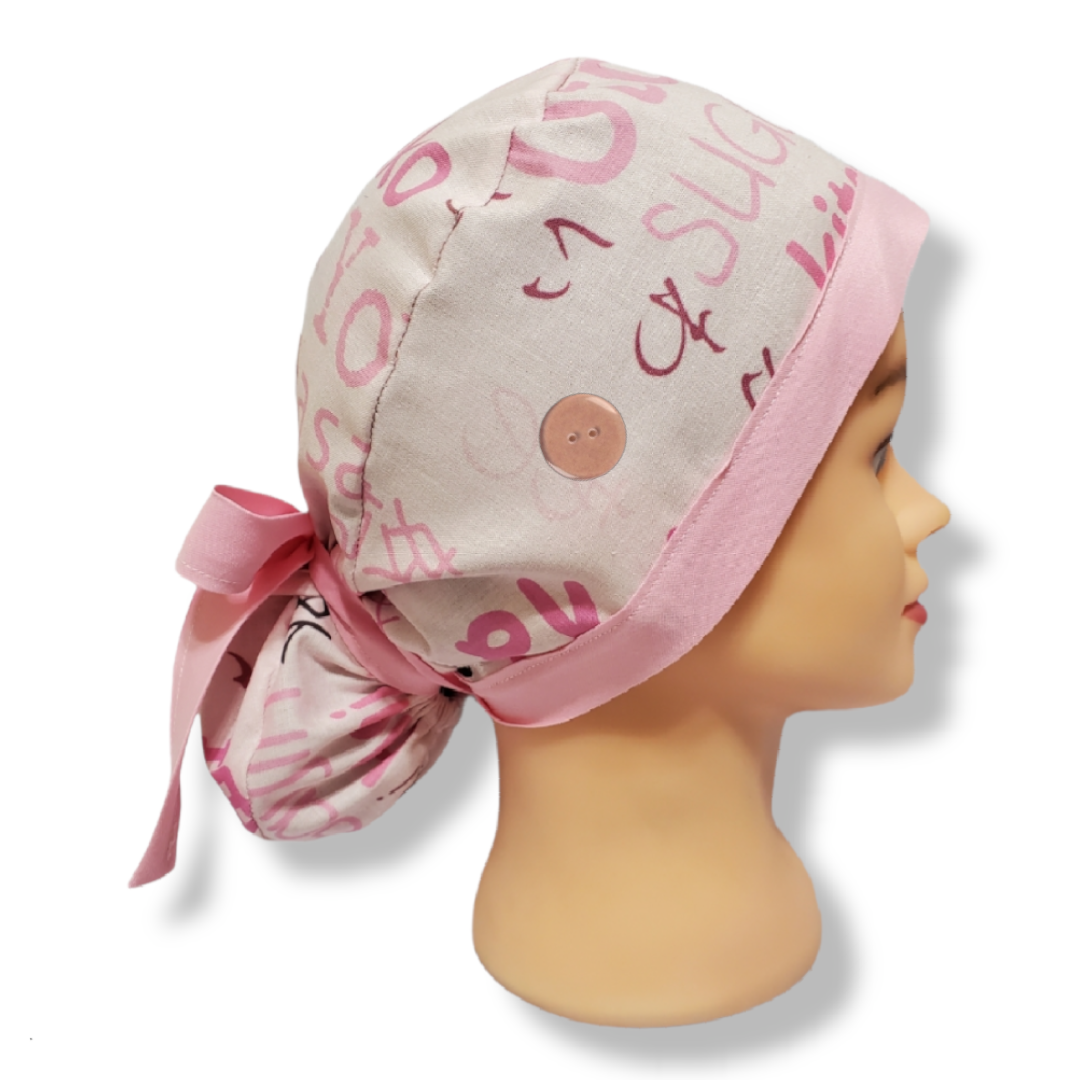 Gorro Médico Palabras Japonesas Rosa Bebé