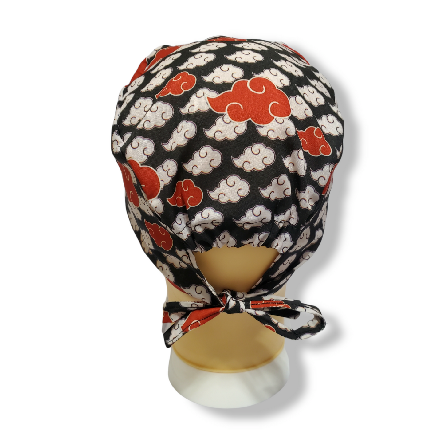 Gorro Médico Pelo Corto Nubes Rojas y Blancas
