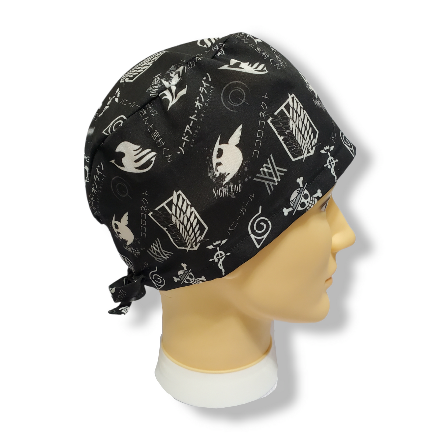 Gorro médico de pelo corto con logotipo de anime mixto japonés