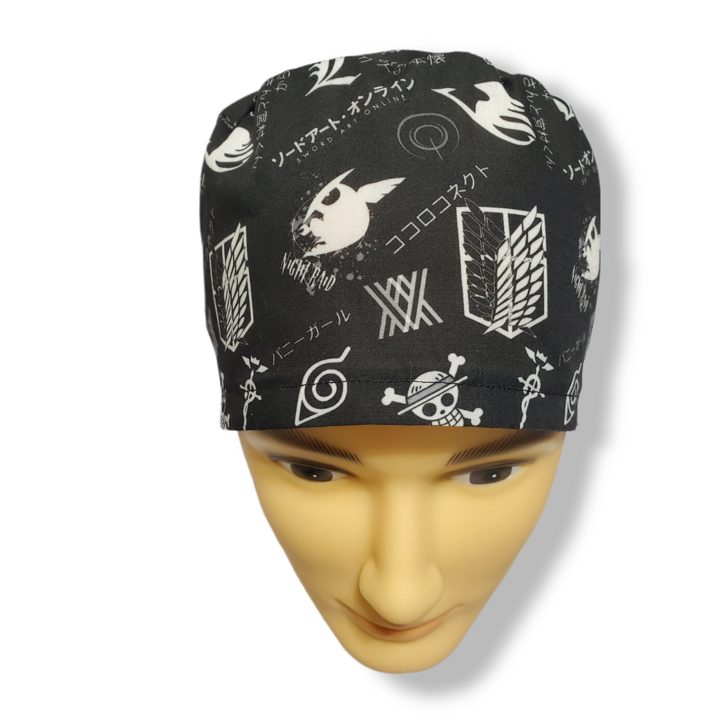 Gorro médico de pelo corto con logotipo de anime mixto japonés