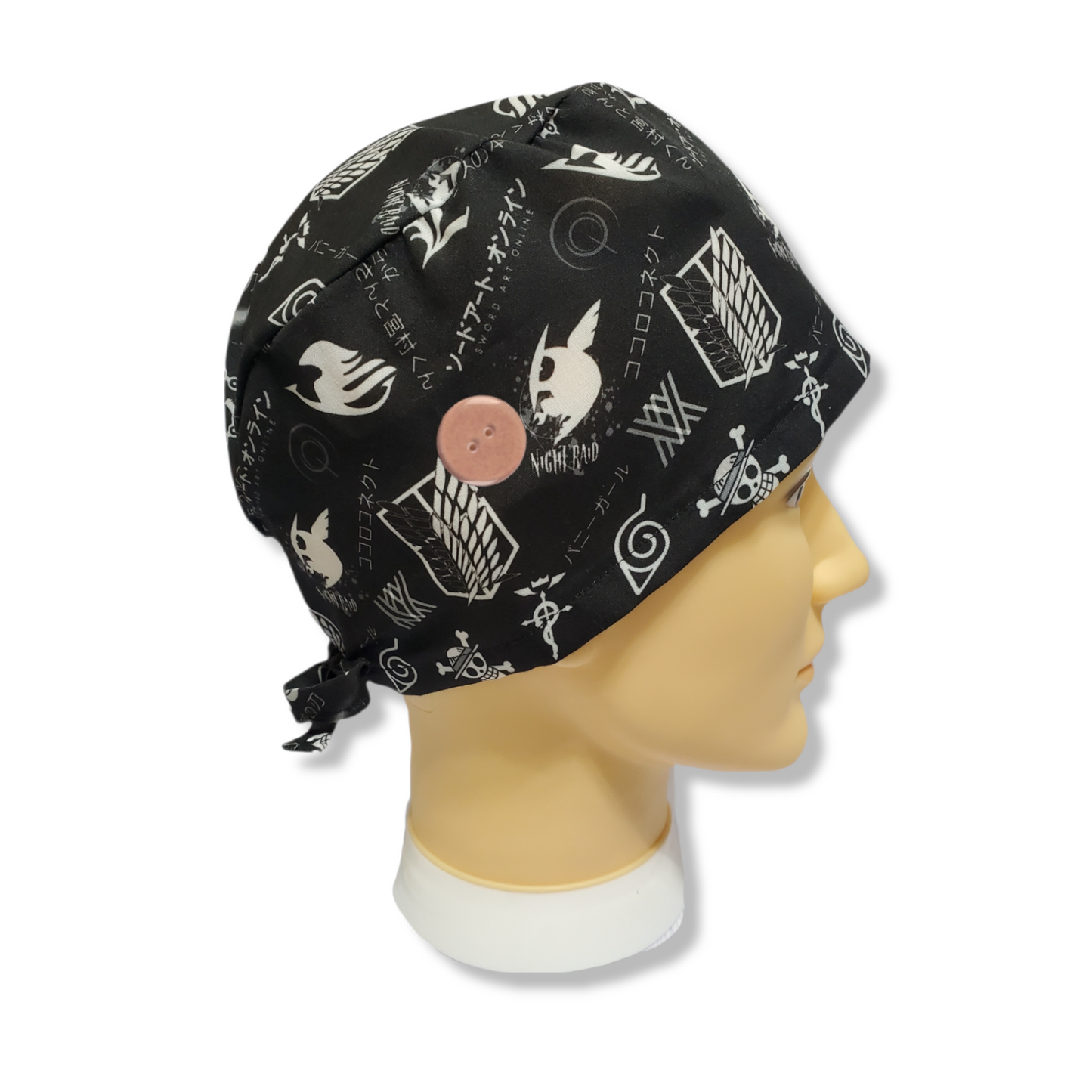Gorro médico de pelo corto con logotipo de anime mixto japonés