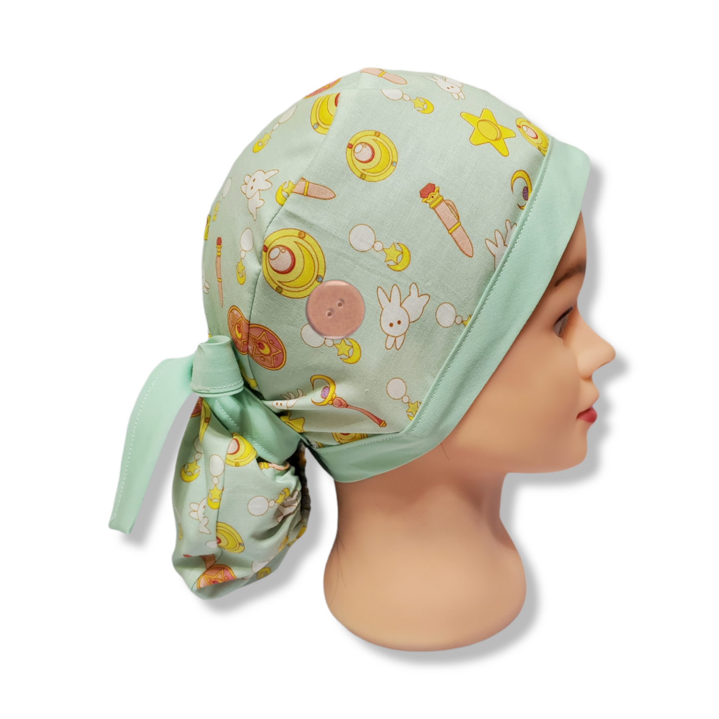 Gorro Médico Broches Conejito Pistacho