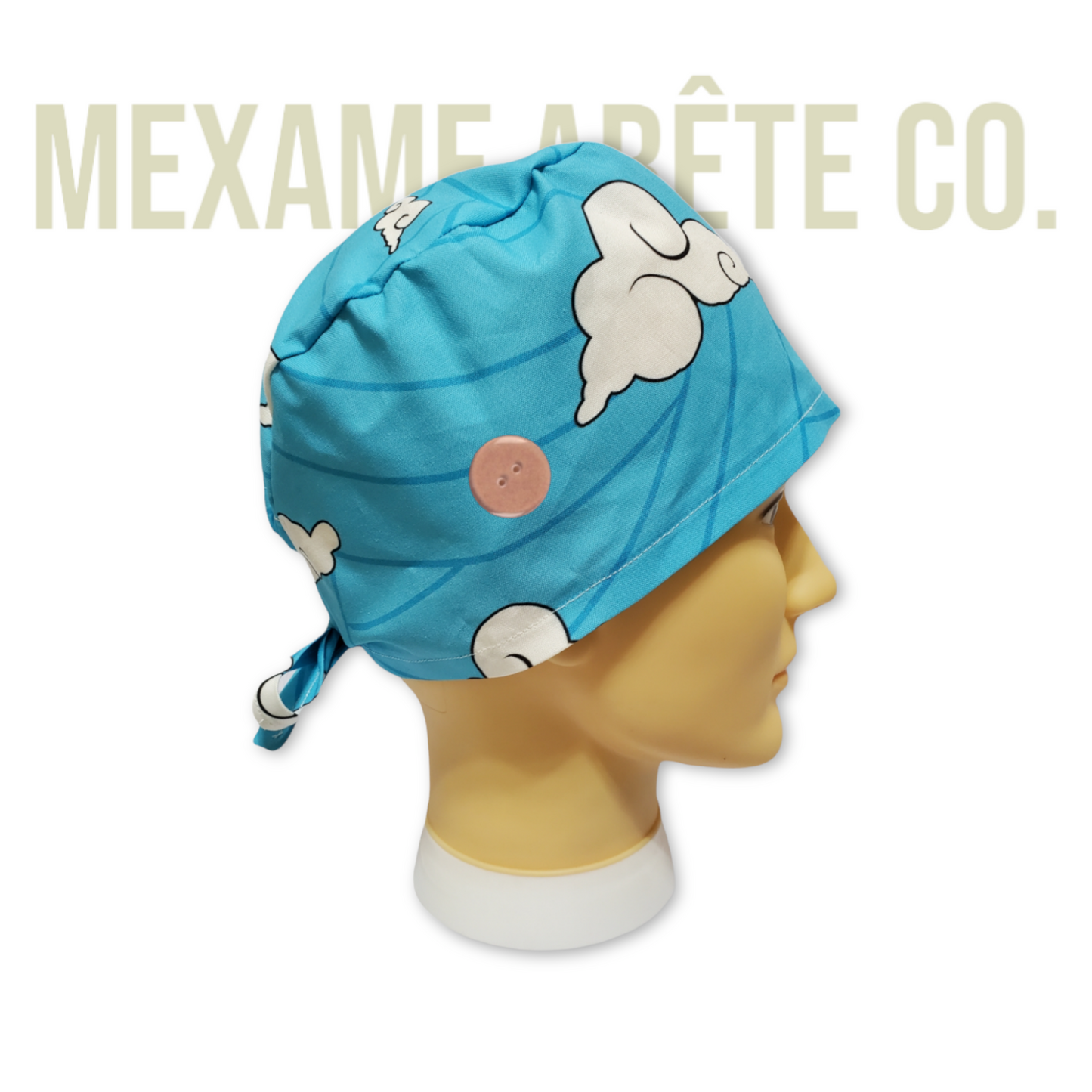 Gorro Médico Pelo Corto Kimono Tradicional Japonés Azul Grandes Nubes Sakonji