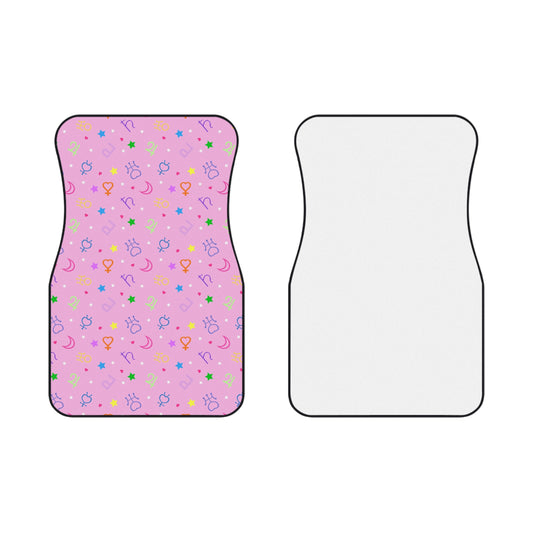 Car Mats (2x Front) Kawaii Floor mats, moon symbols planets pink cosplay car