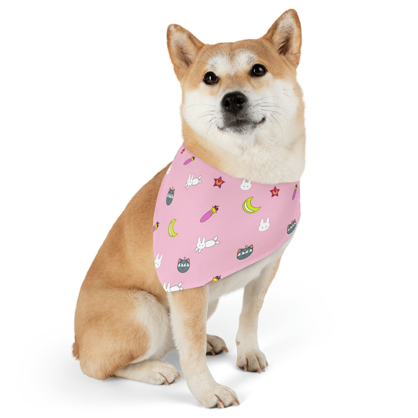 Strawberry Pet Bandana Moon Wands Collar, kawaii lolita style pink anime pet cosplay, dog bandana