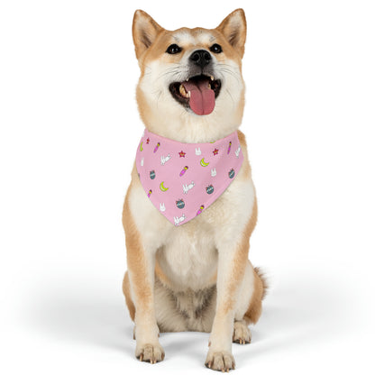 Strawberry Pet Bandana Moon Wands Collar, kawaii lolita style pink anime pet cosplay, dog bandana