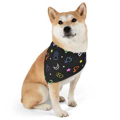 Pet Bandana Moon Symbols Collar, scouts, anime pet cosplay, black bandana