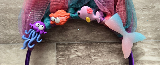 Headband tulle hair fairy creature kids band fish sea Siren girls purple hair accessories troll hair