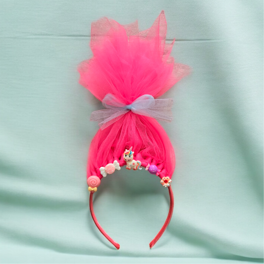 Headband tulle hair fairy creature kids band candy girls pink hair accessories troll hair