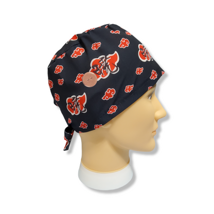 Short Hair Scrub Cap Red Aka Clouds with Letters